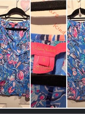 Lilly Pulitzer Blouse Top Small Blue Vacation
